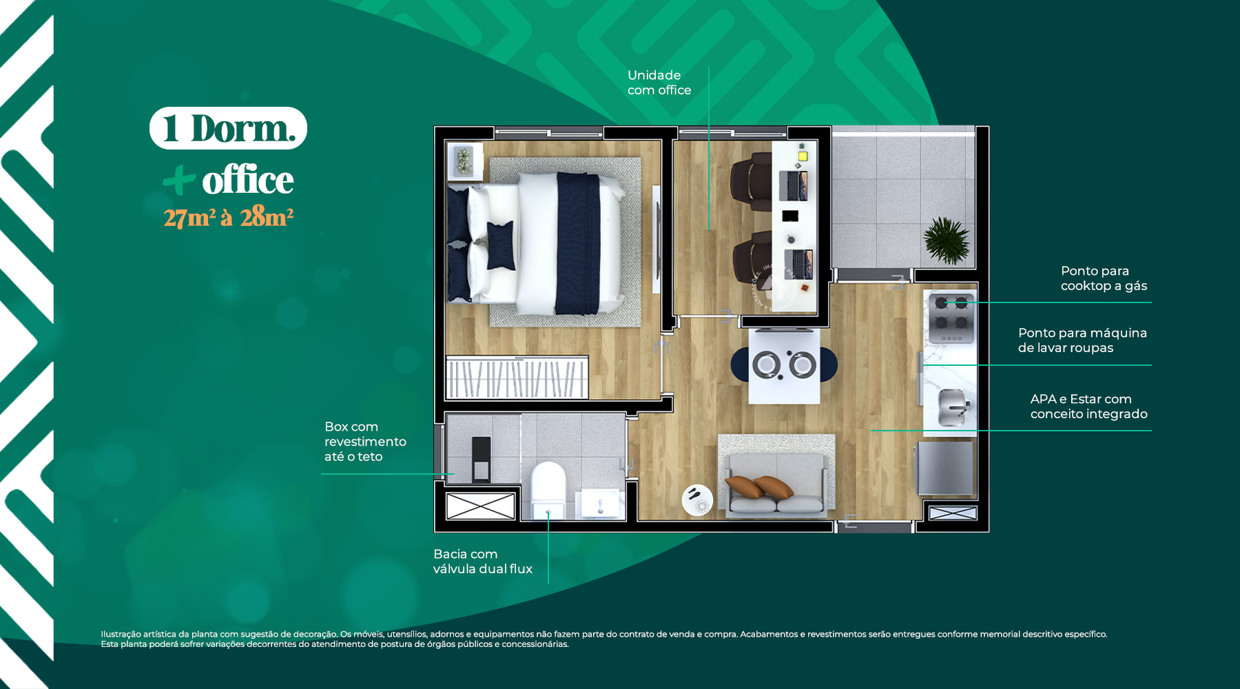 1 Dorm. + Office